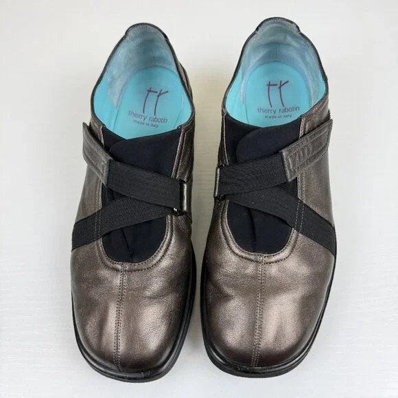 Thierry Rabotin Lena Walking Shoes Crisscross Elastic Strap and Soft Leather - Picture 2 of 10